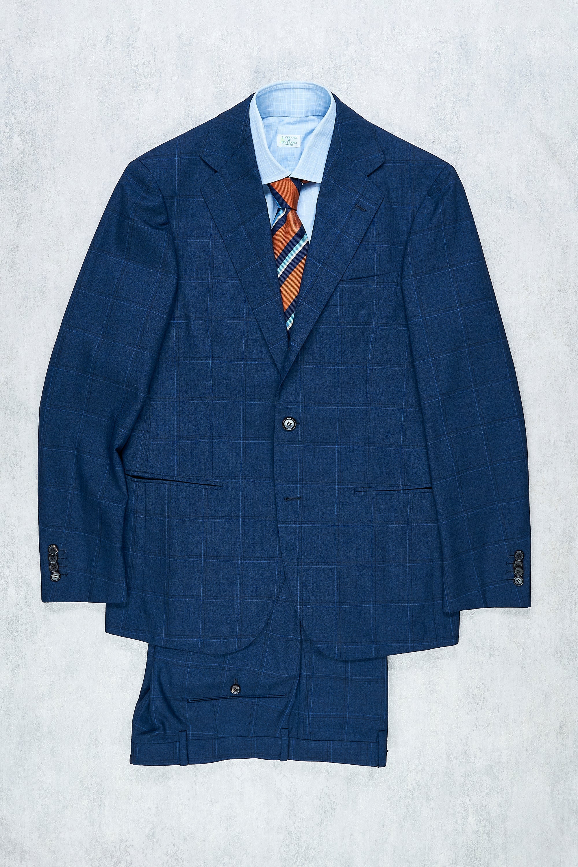Ring Jacket Meister Navy Check Suit