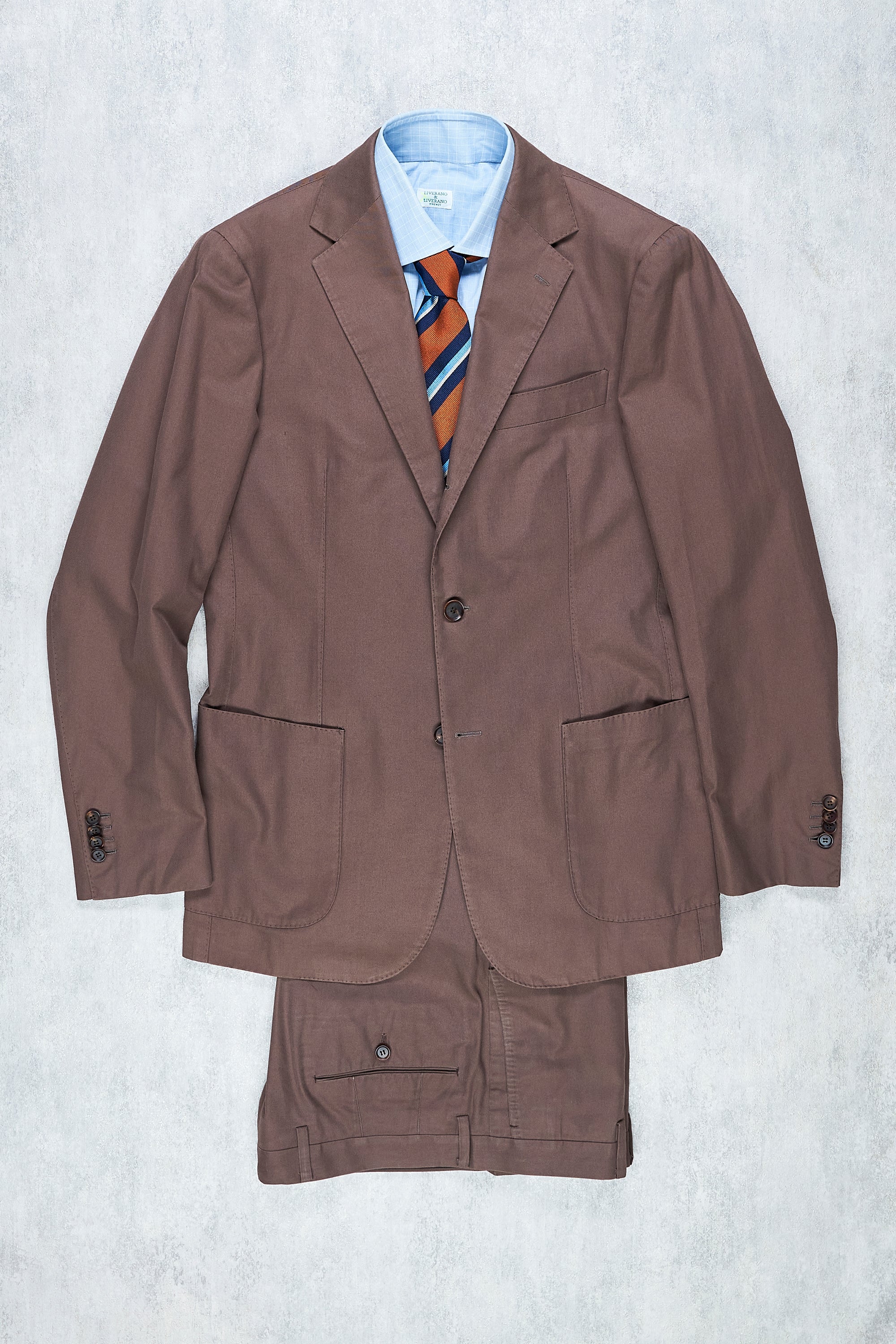 Ring Jacket Meister Light Brown Smooth Cotton Suit