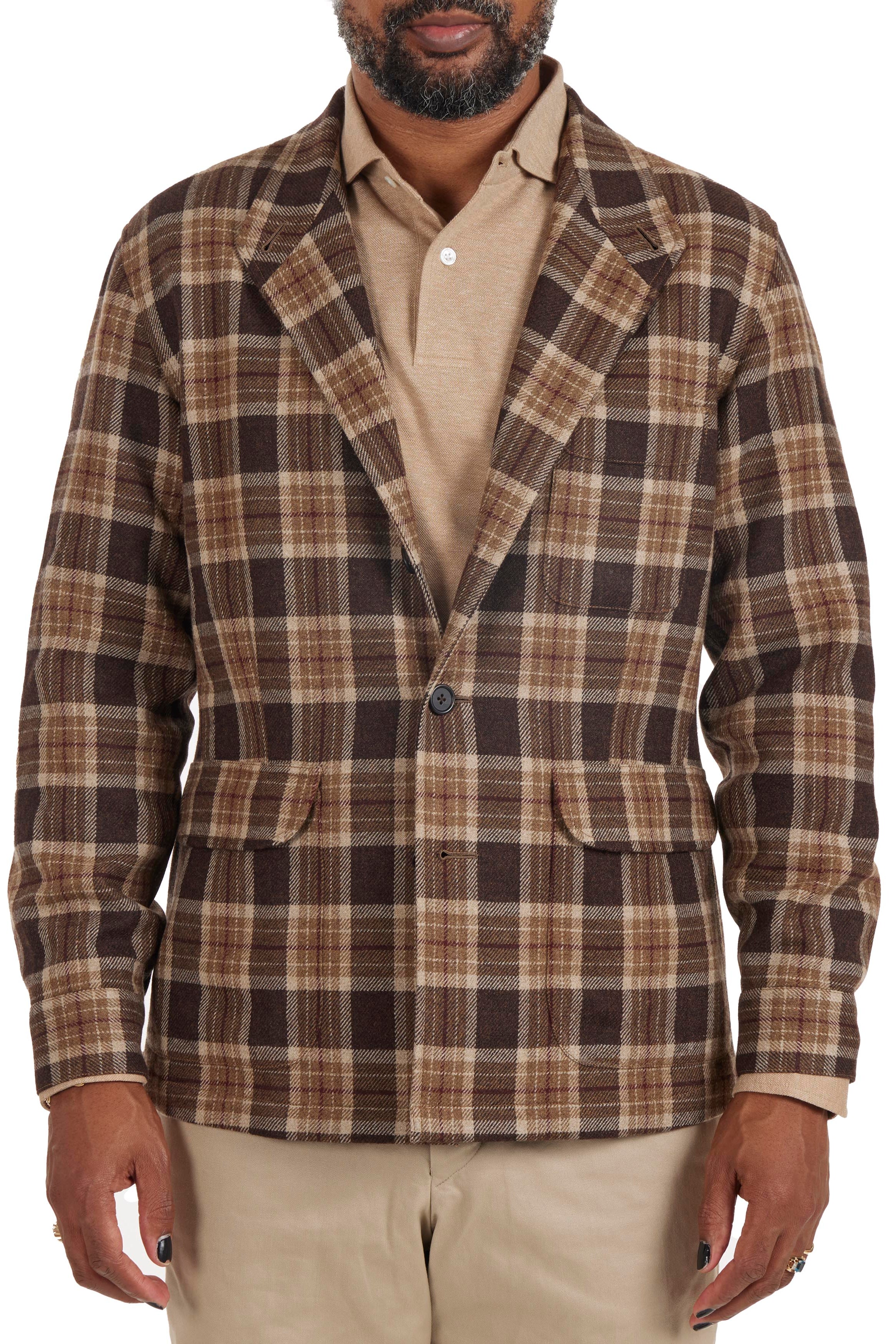 The Armoury Brown with Burgundy Wool Check City Hunter III Jacket *sample*