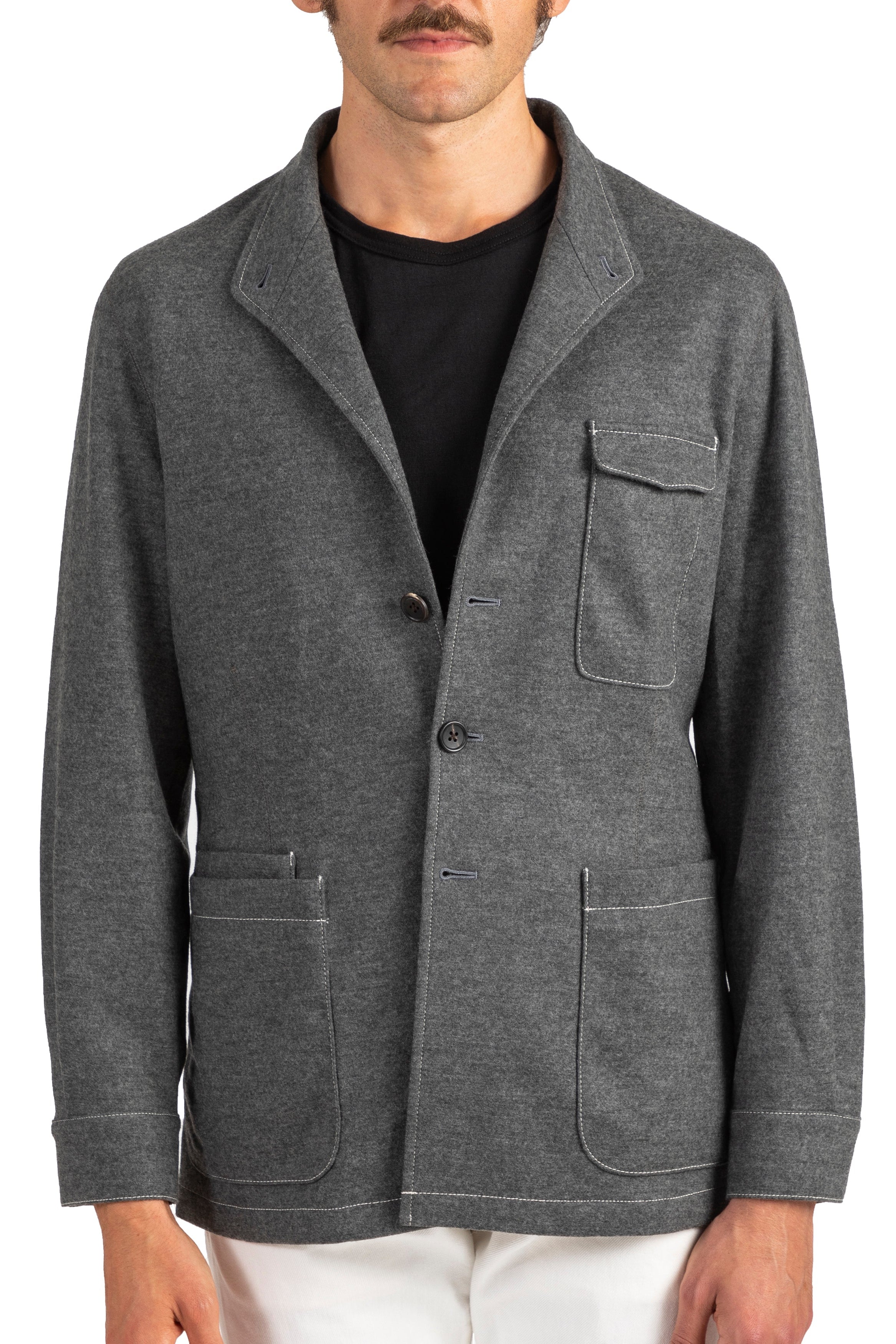 The Armoury Charcoal Wool City Hunter II Contrast Stitching Jacket