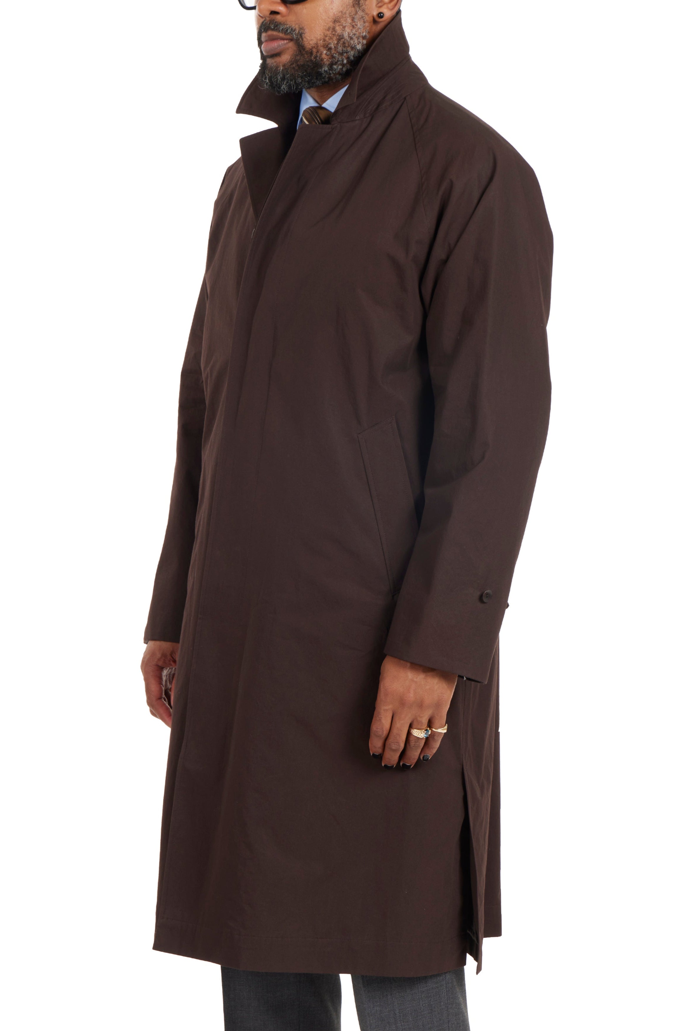 Cohérence RUIZ-FLC Brown Weather Resistant Cotton Cashmere Light Coat