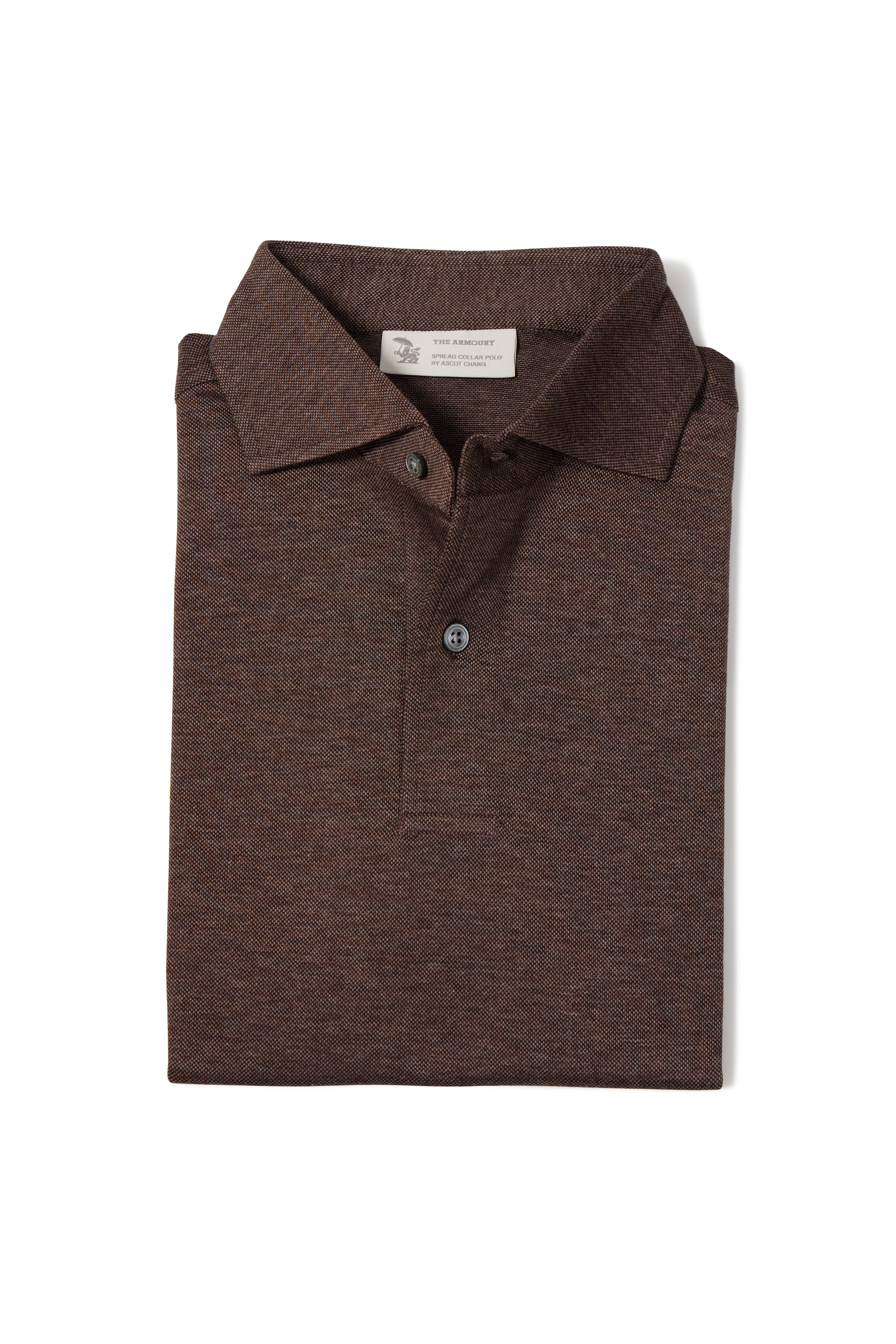 The Armoury Heather Brown Cotton Short Sleeve Spread Collar Polo *sample*
