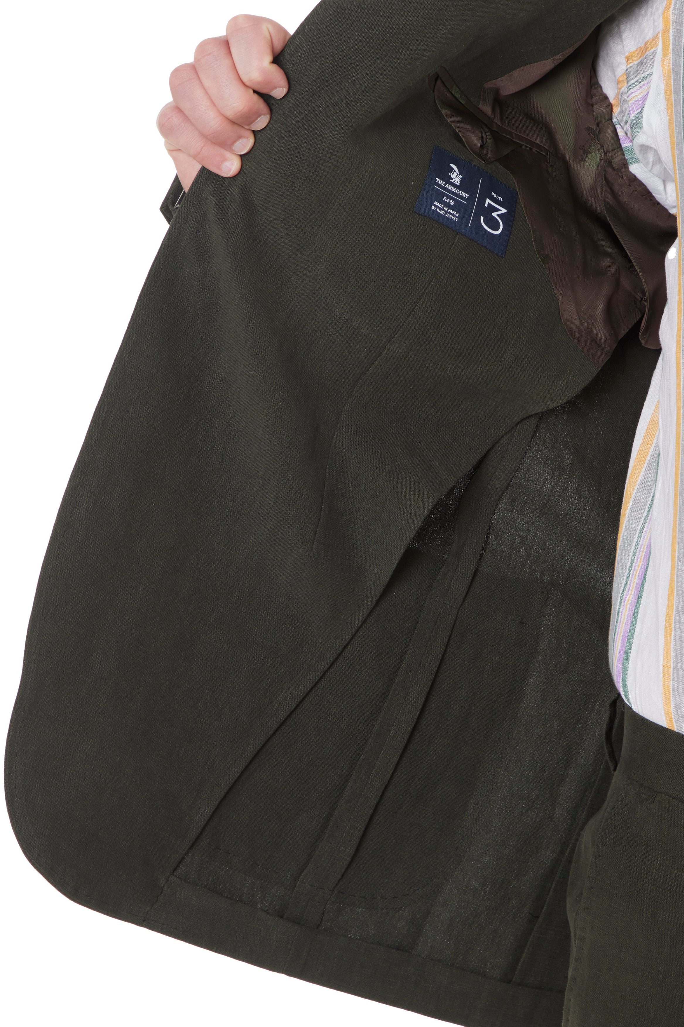 The Armoury Model 3A Dark Green Linen Suit