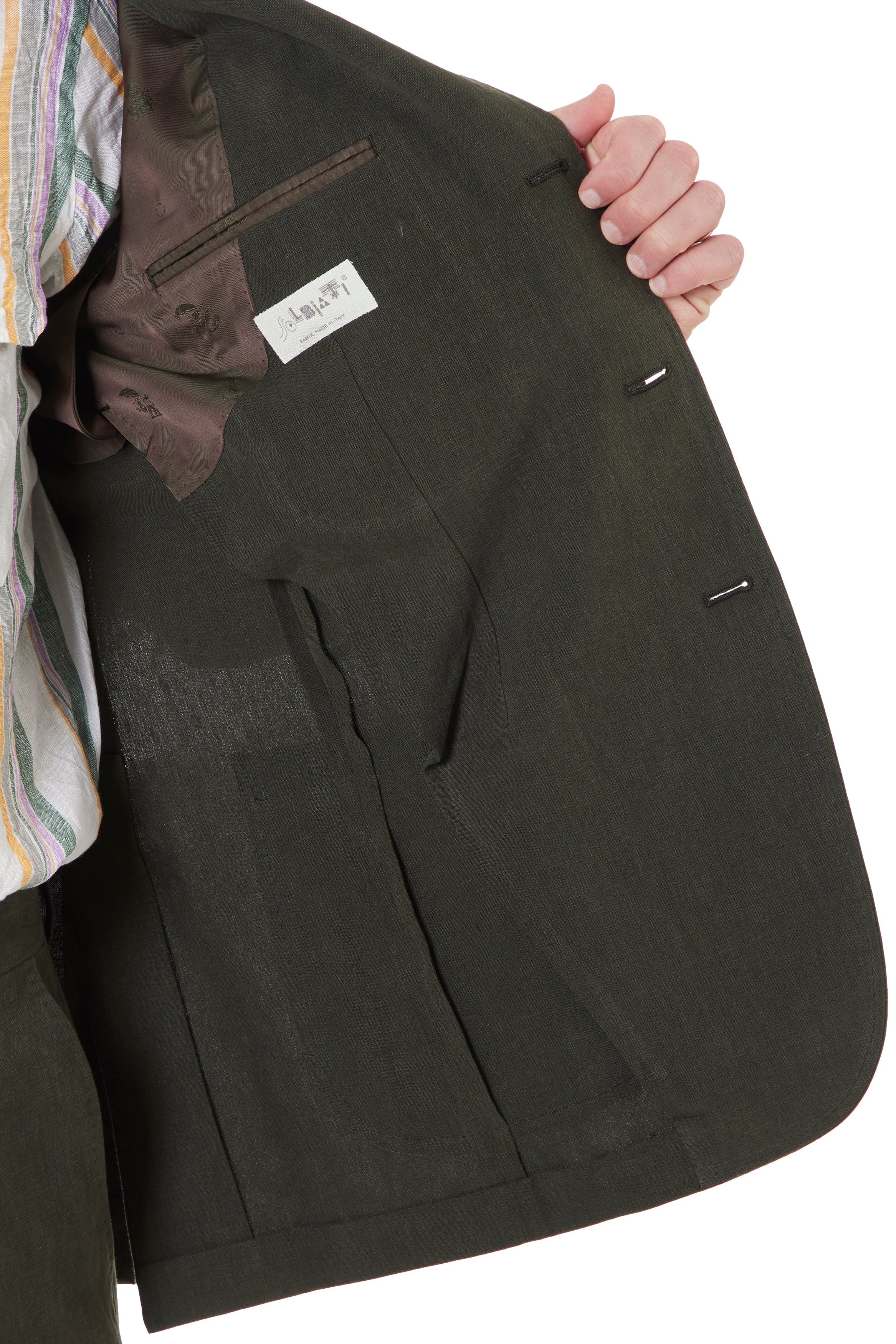 The Armoury Model 3A Dark Green Linen Suit