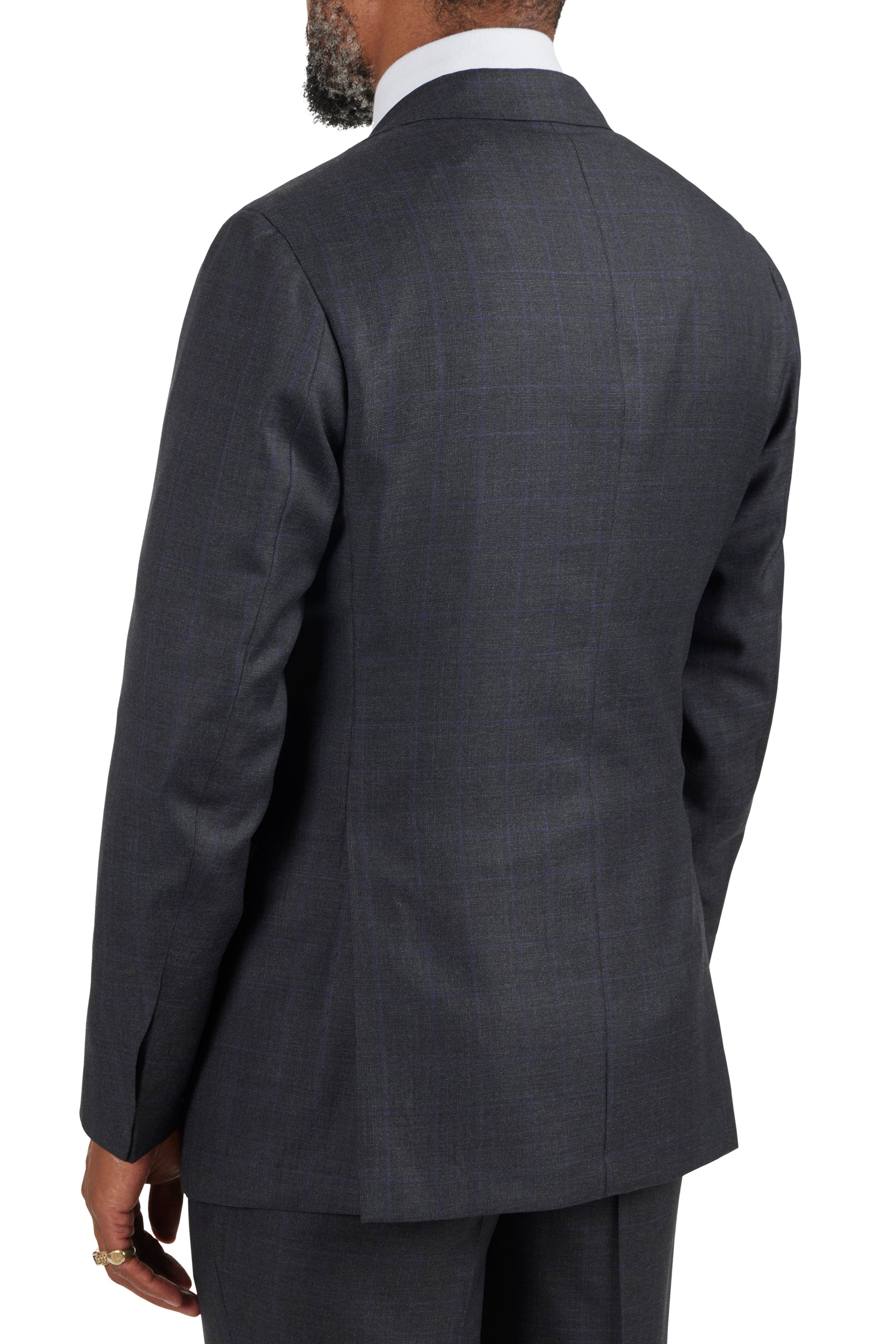 The Armoury Model 3A Charcoal RE023F29B Prince Of Wales Purple Check Wool Suit