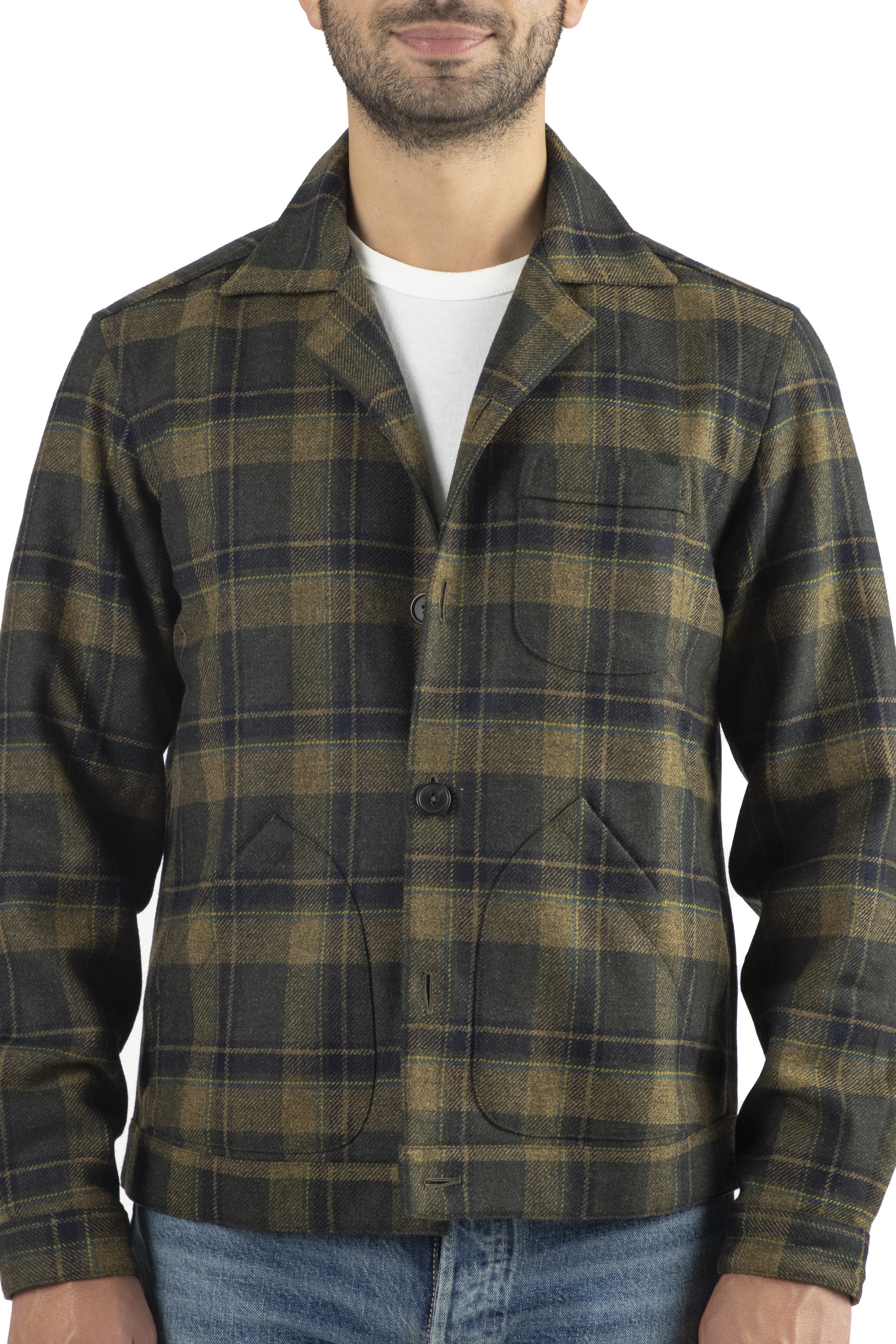 The Armoury Rustic Yellow/Hickory/Hunter Green Check Wool 3 Pocket Blouson