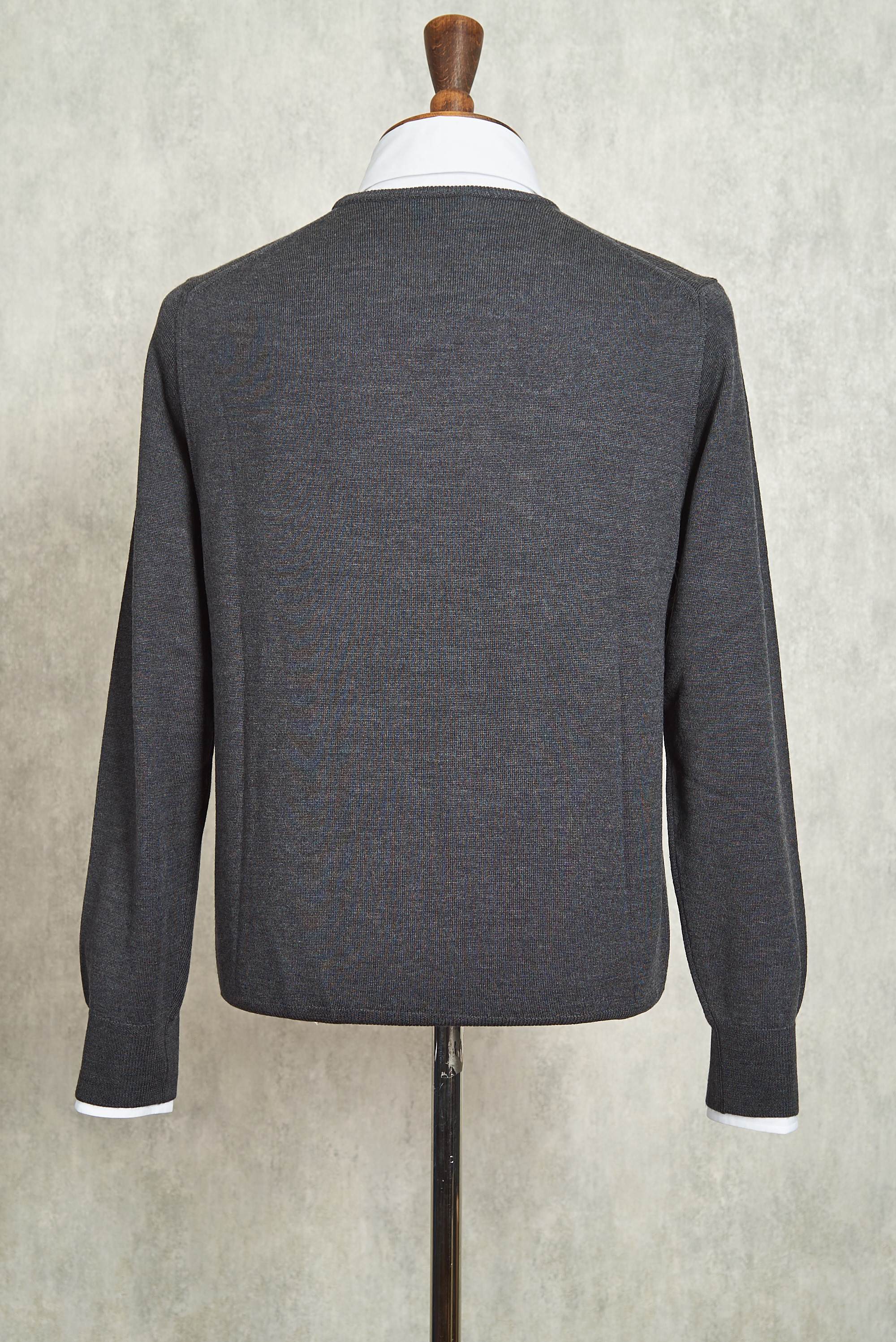 Ascot Chang Dark Grey Extra-Fine Merino Wool Round Neck Sweater