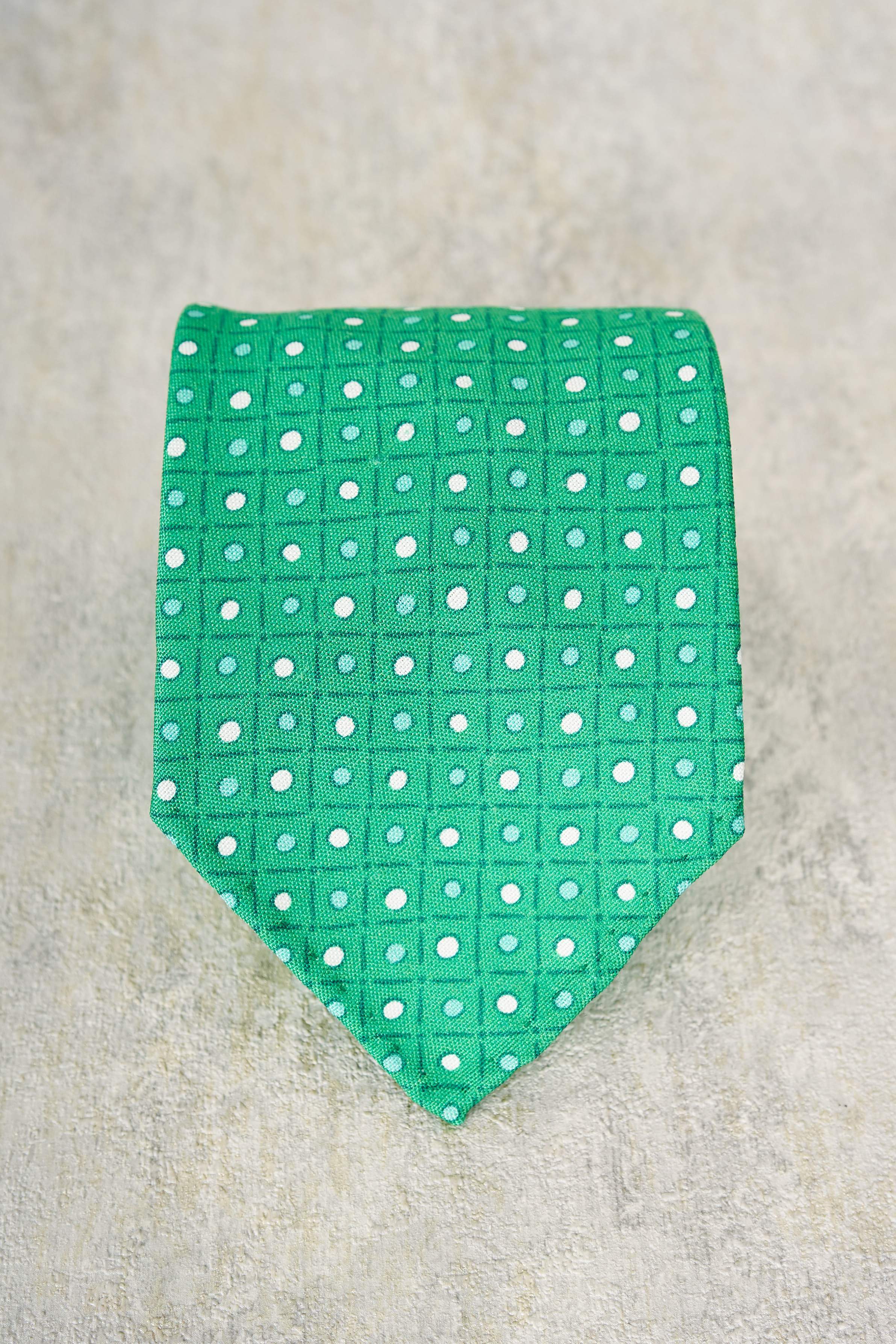 Mattabisch for The Armoury Green with White Dots Silk Tie