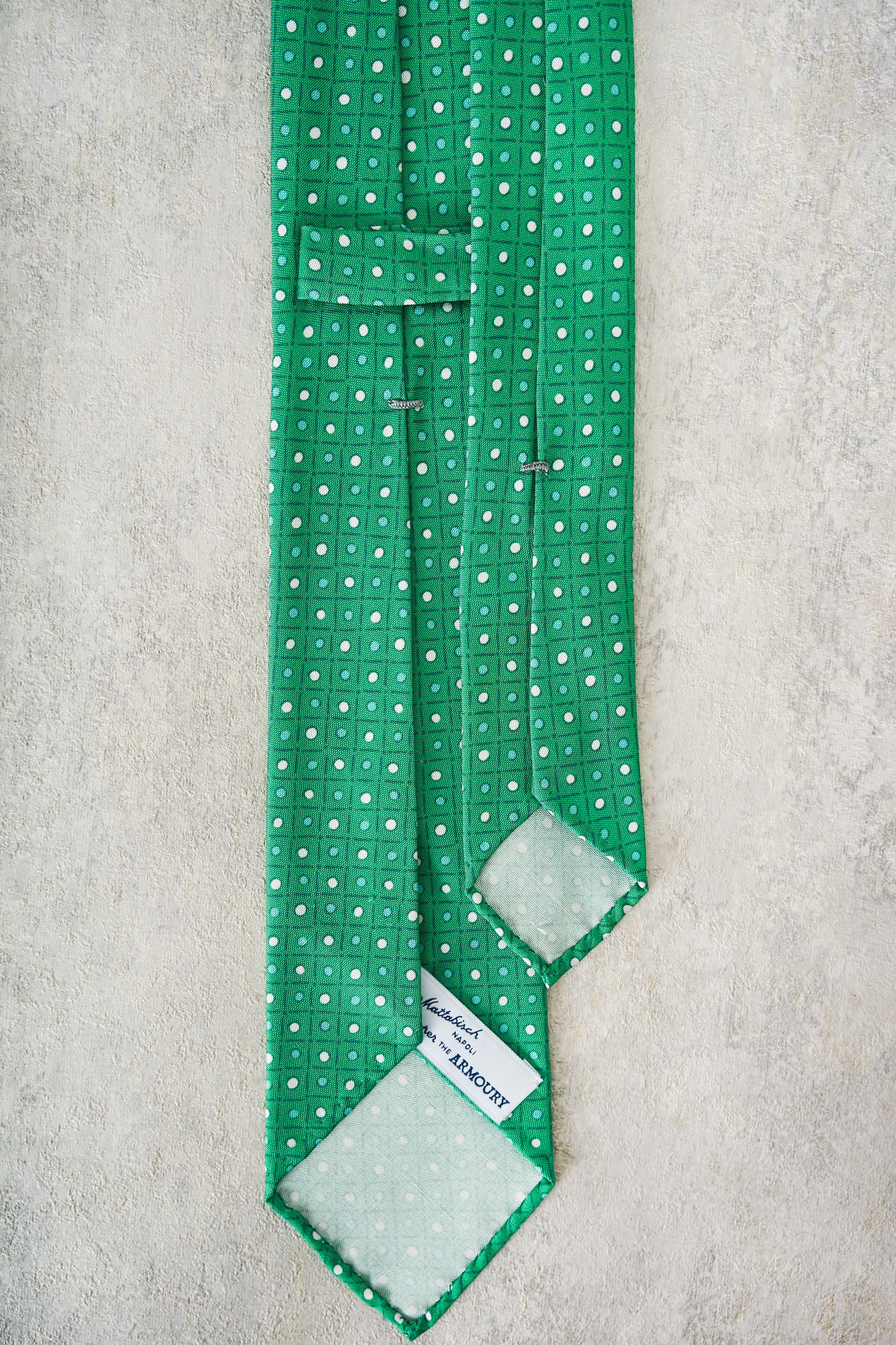 Mattabisch for The Armoury Green with White Dots Silk Tie