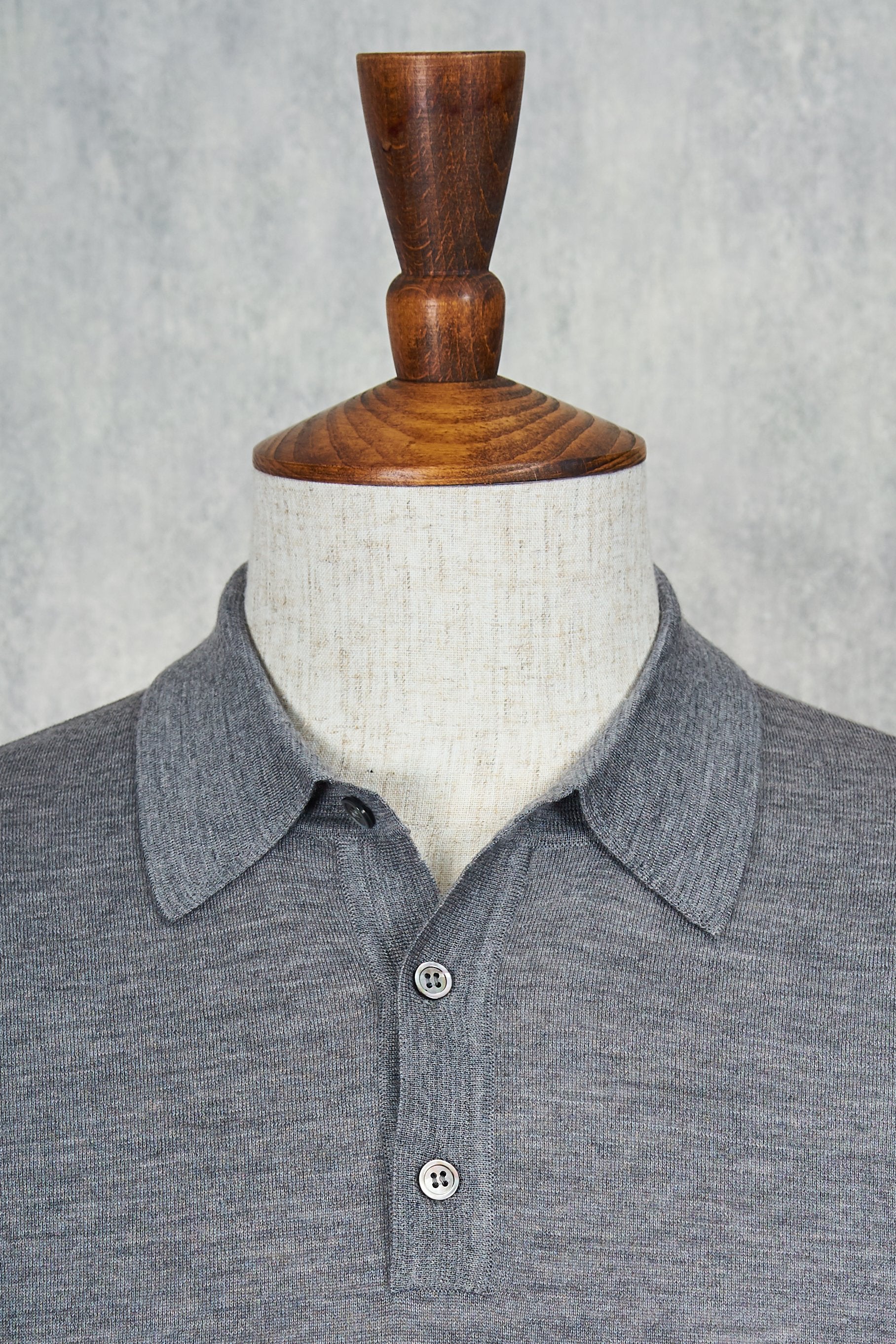 Ascot Chang Grey Extra-Fine Merino Wool Polo
