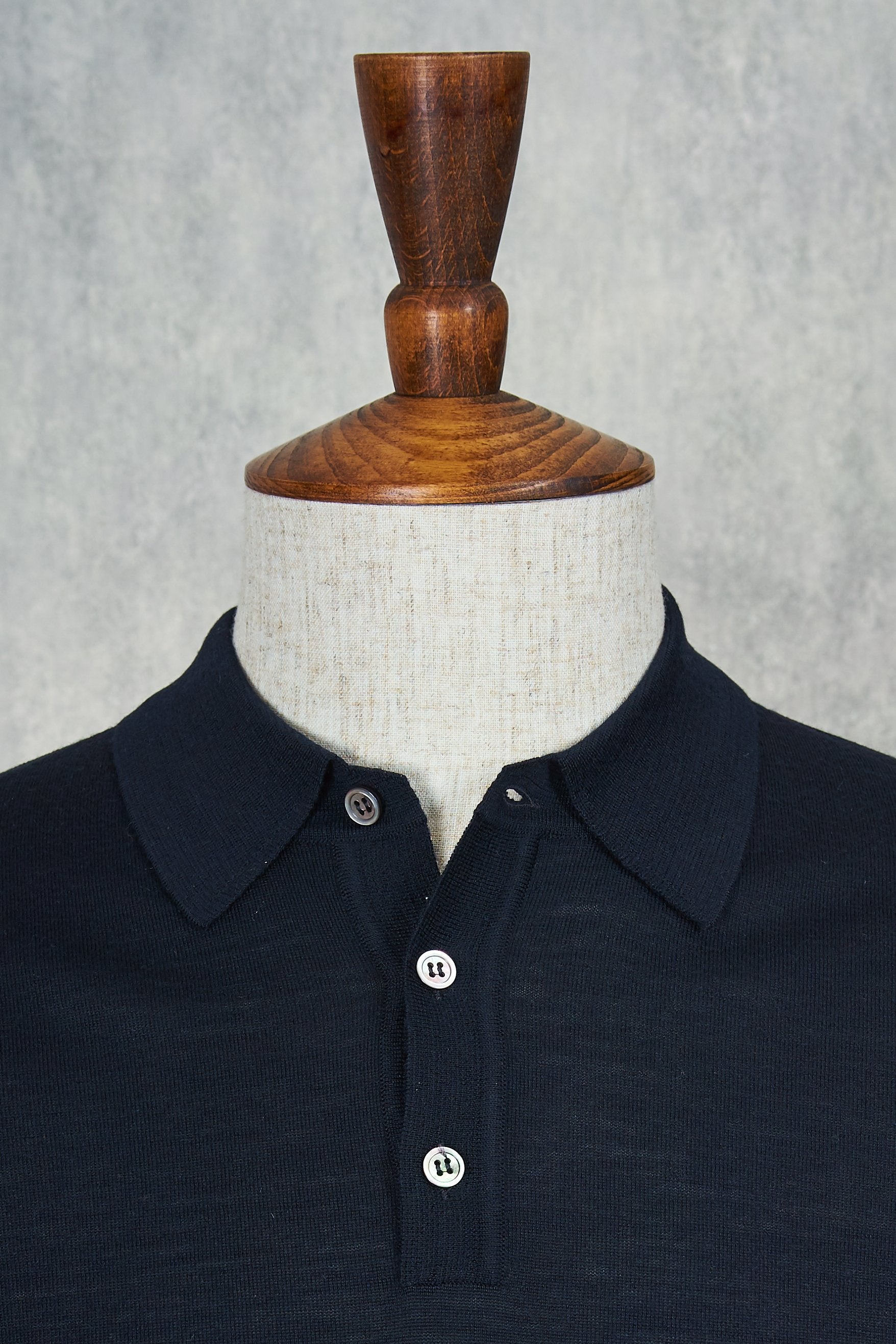 Ascot Chang Navy Extra-Fine Merino Wool Polo