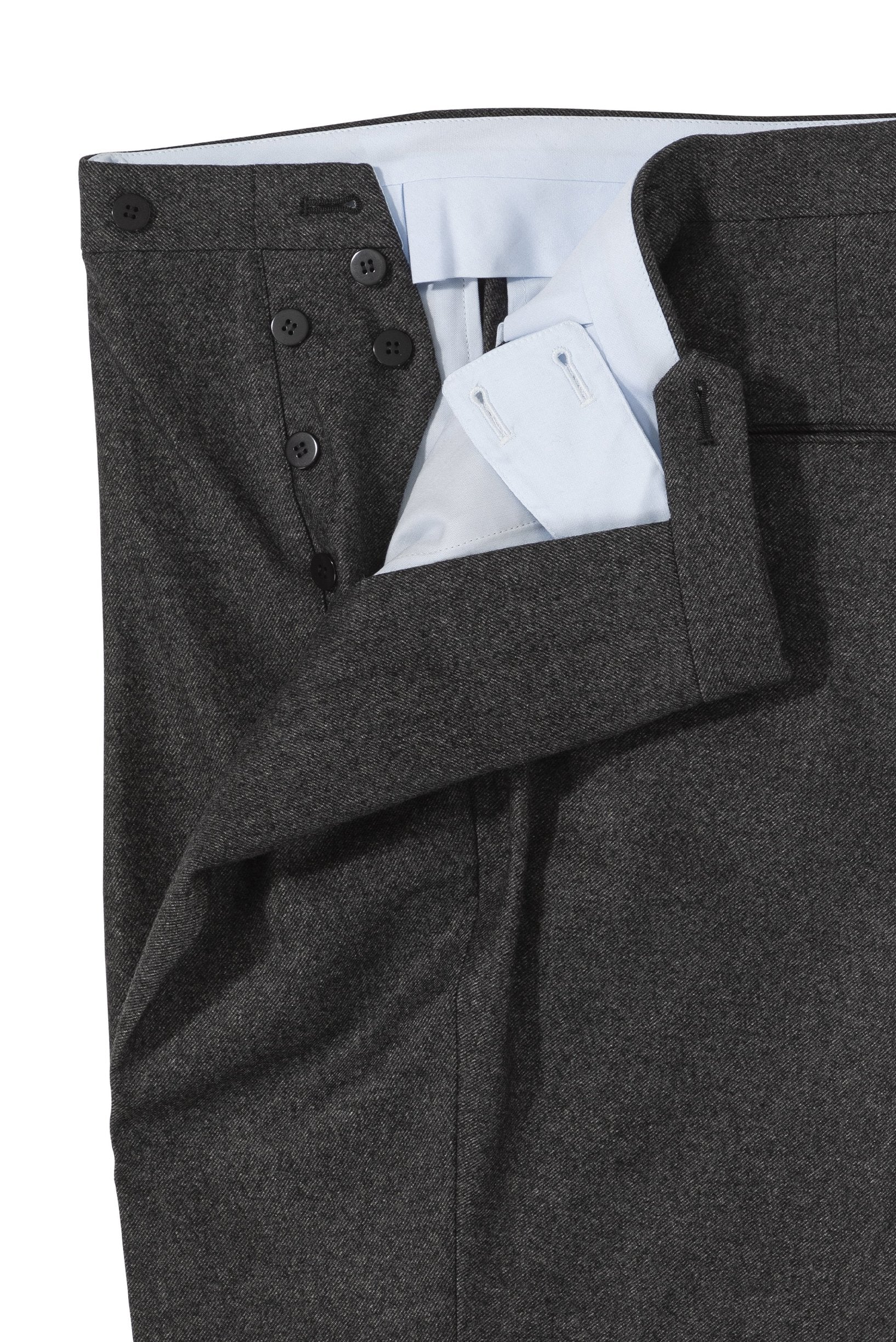 The Armoury by Osaku Charcoal Melange 3-ply Worsted Flannel Pleated CO Trousers