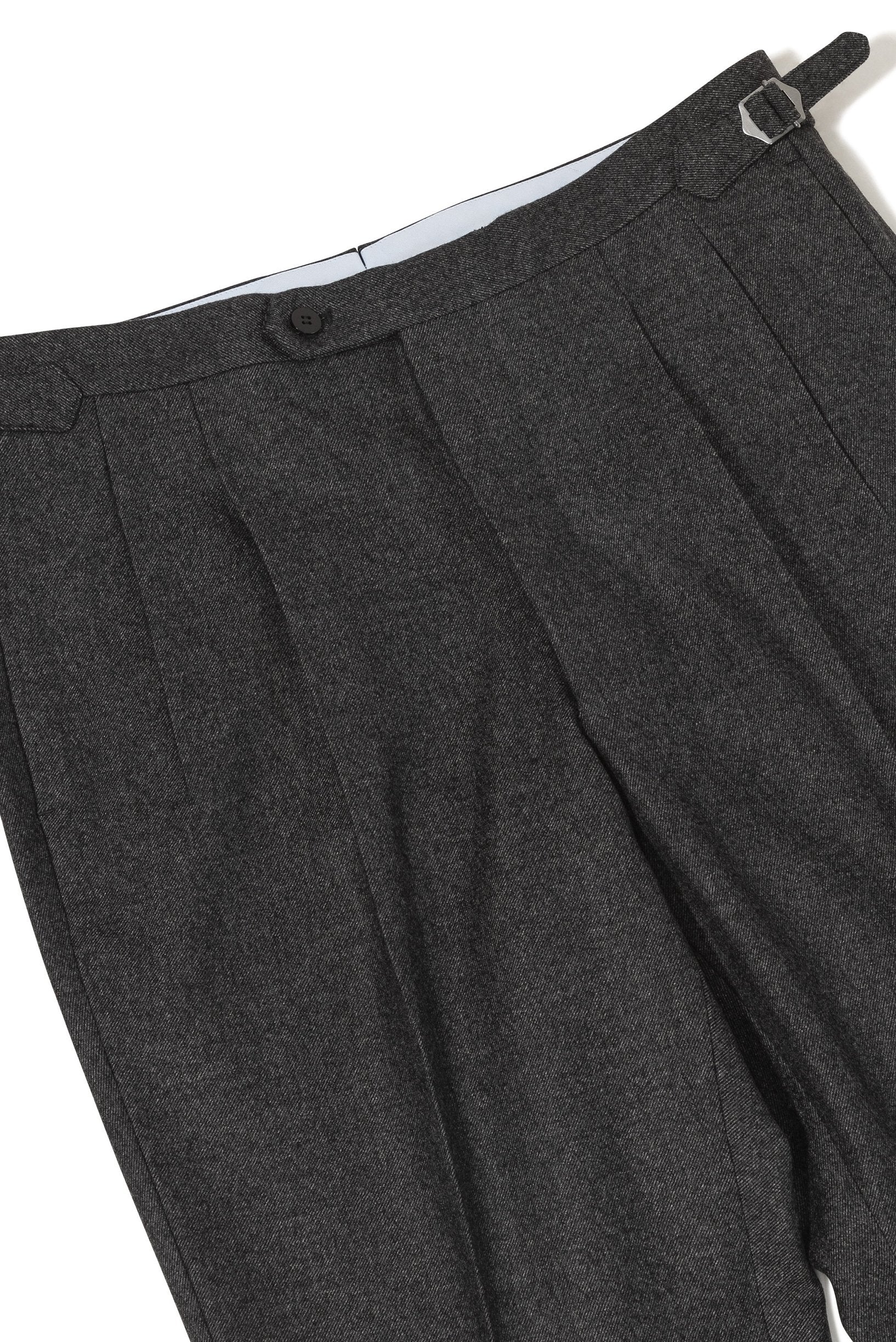 The Armoury by Osaku Charcoal Melange 3-ply Worsted Flannel Pleated CO Trousers