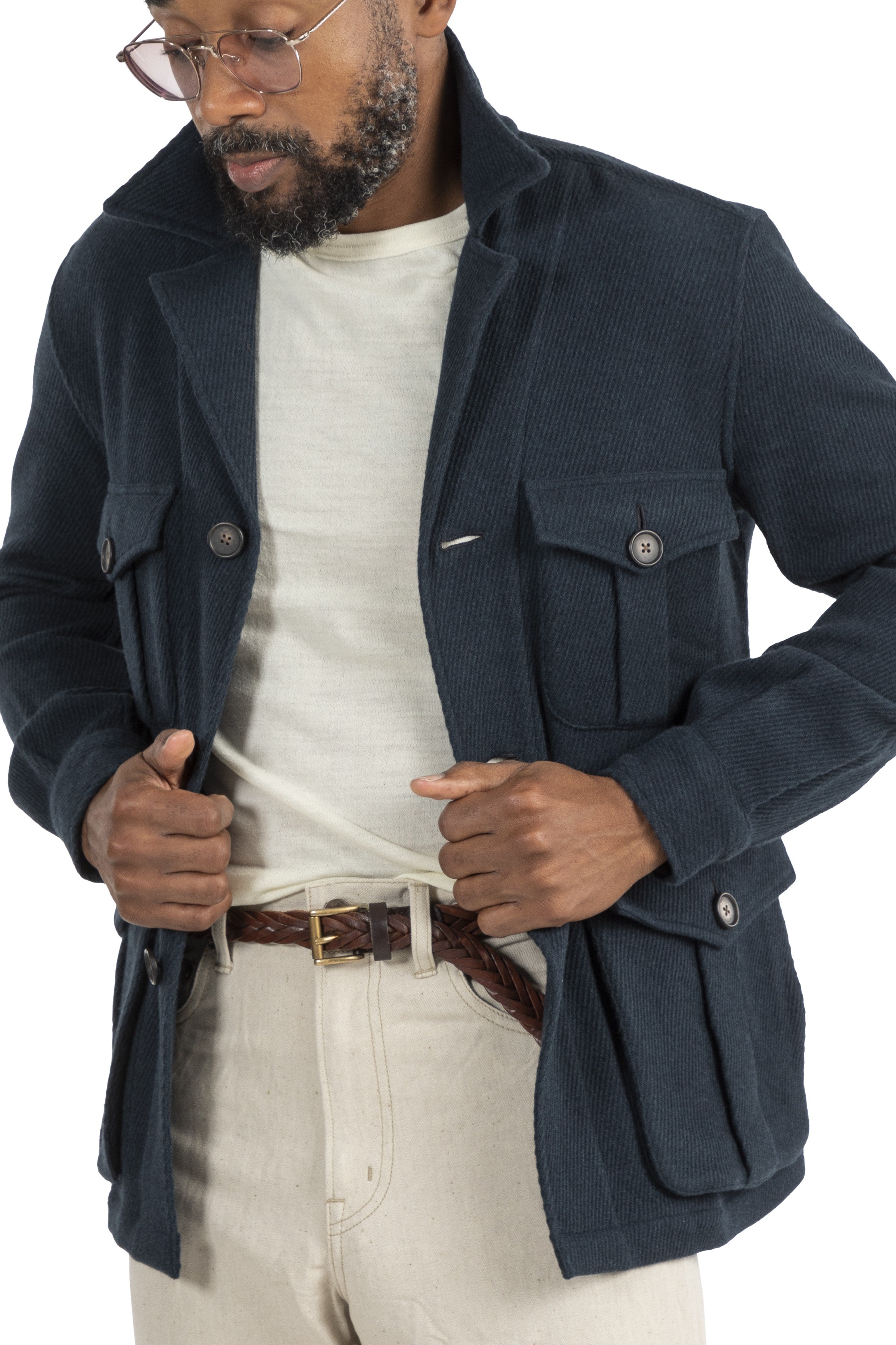 The Armoury 11-SF005 Blue Wool Cashmere Safari Jacket II