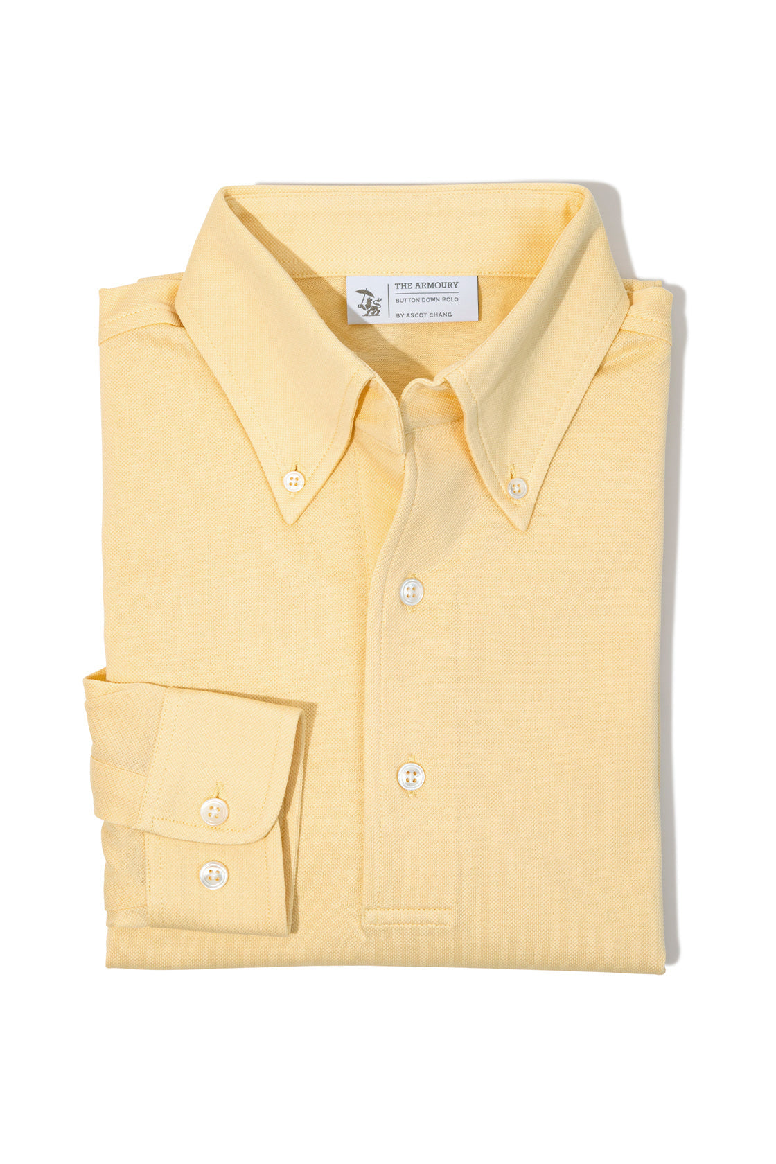 The Armoury Gold Cotton Long Sleeve Button Down Polo