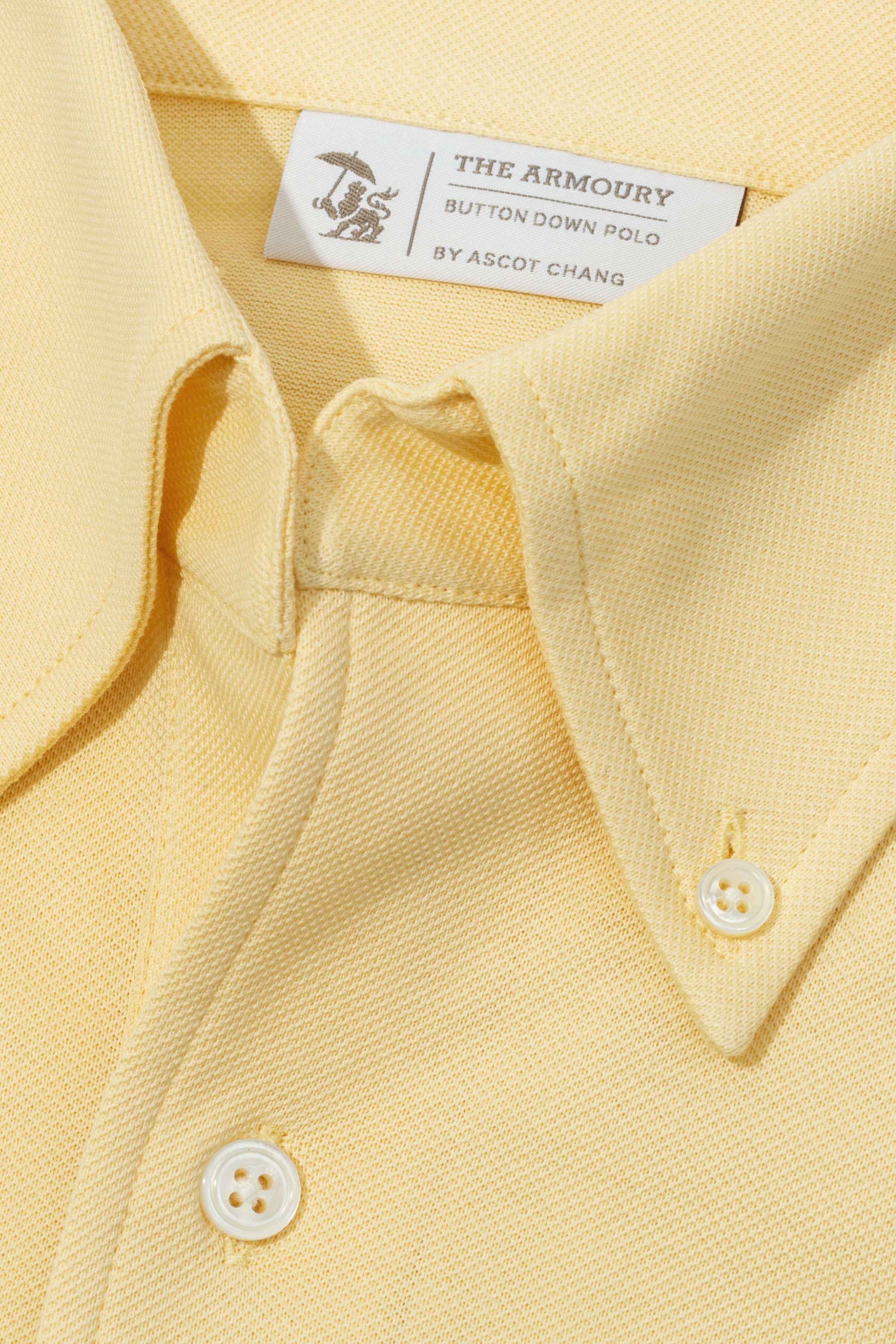 The Armoury Gold Cotton Long Sleeve Button Down Polo